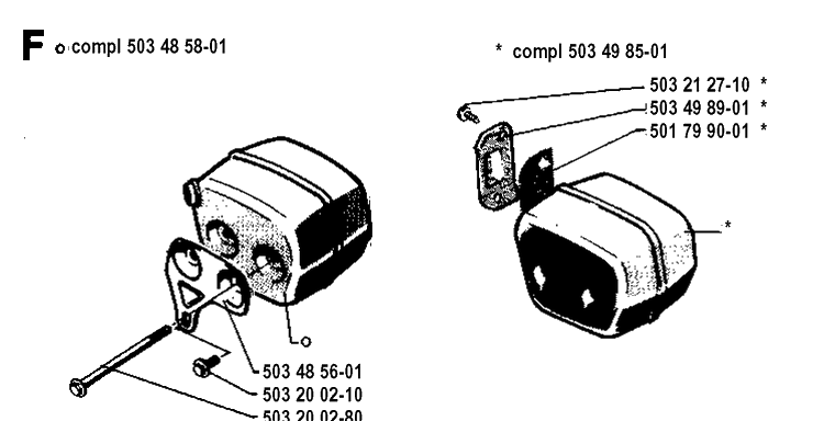 Muffler Diagram and Parts List for 42 19941400001-19944900000 Husqvarna Chainsaw