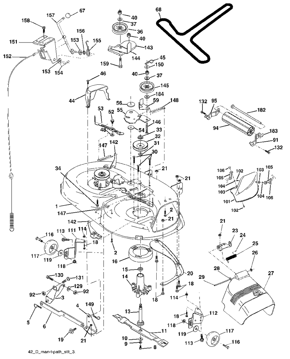 Mower Deck Diagram and Parts List for YTH1842 (954569790-A)(2003-01) Husqvarna Lawn Tractor