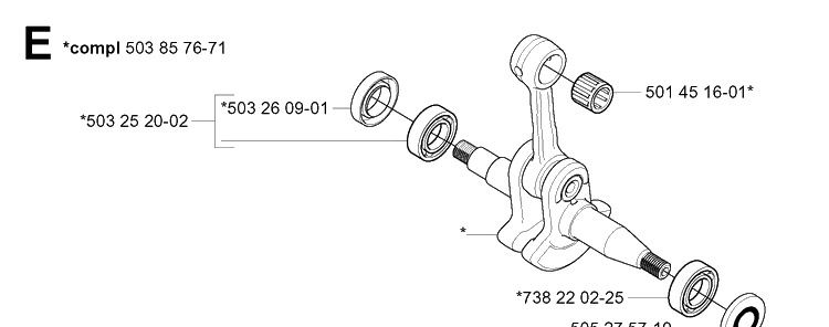 Crankshaft Diagram and Parts List for 346XP 20012200001-20032200000 Husqvarna Chainsaw