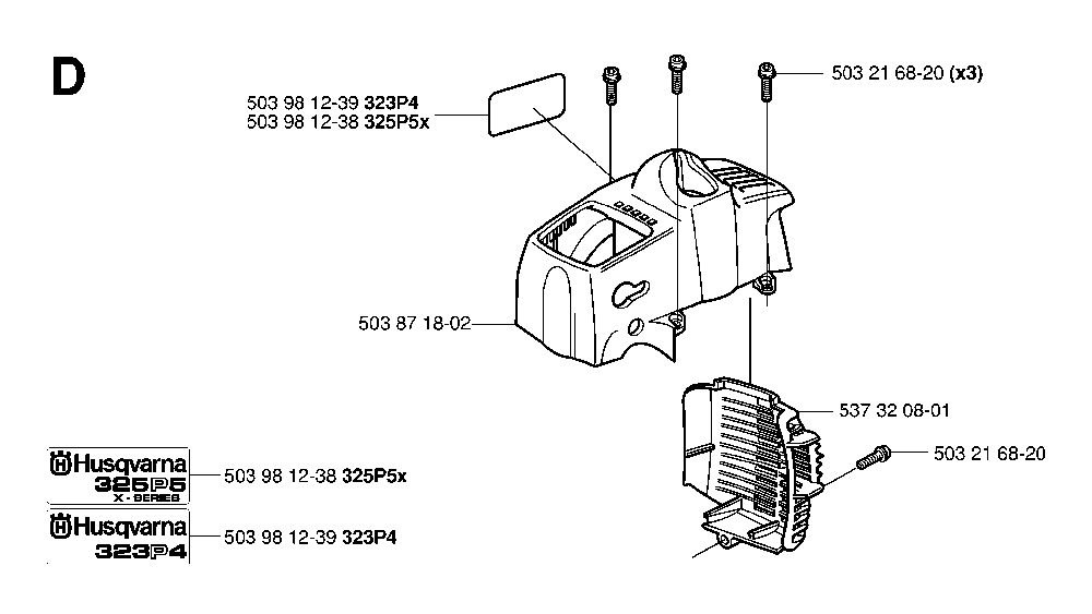 Cover Diagram and Parts List for 323P4 20062700001 Husqvarna Pole Saw