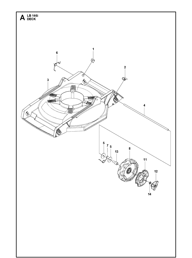 Mower Deck / Cutting Deck Diagram and Parts List for LB144I (970648201)(2022) Husqvarna Lawn Mower