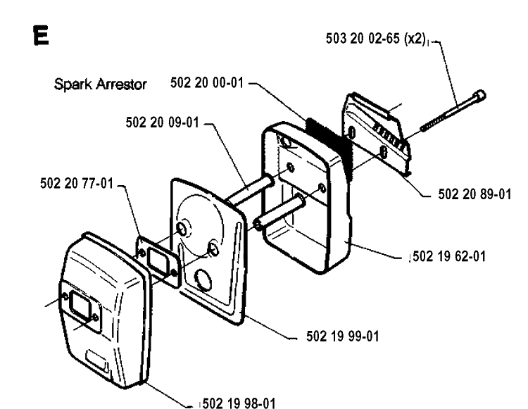 Muffler Diagram and Parts List for 235R 19930600001-19940600000 Husqvarna Brush Cutter
