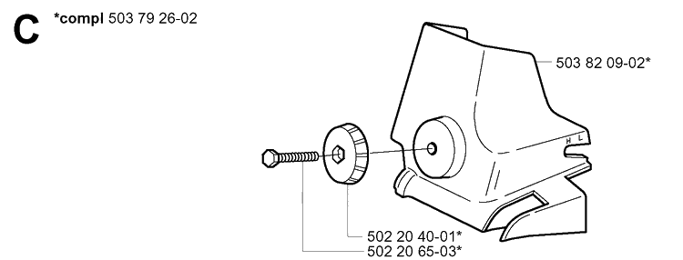 Air Filter Cover Diagram and Parts List for 334T 20031800001-20034400000 Husqvarna Chainsaw