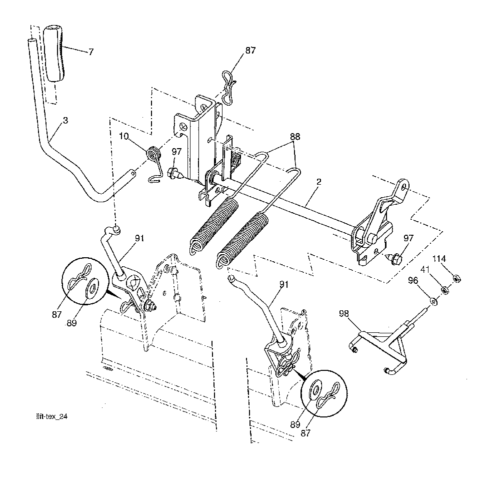 Mower lift Diagram and Parts List for LGT48DXL-96043026000  Husqvarna Lawn Tractor