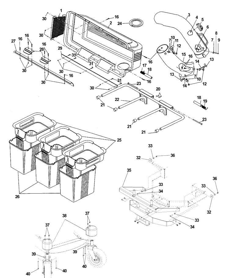 General Assembly Diagram and Parts List for CZ48 2003-01 Husqvarna Lawn Tractor Accessories