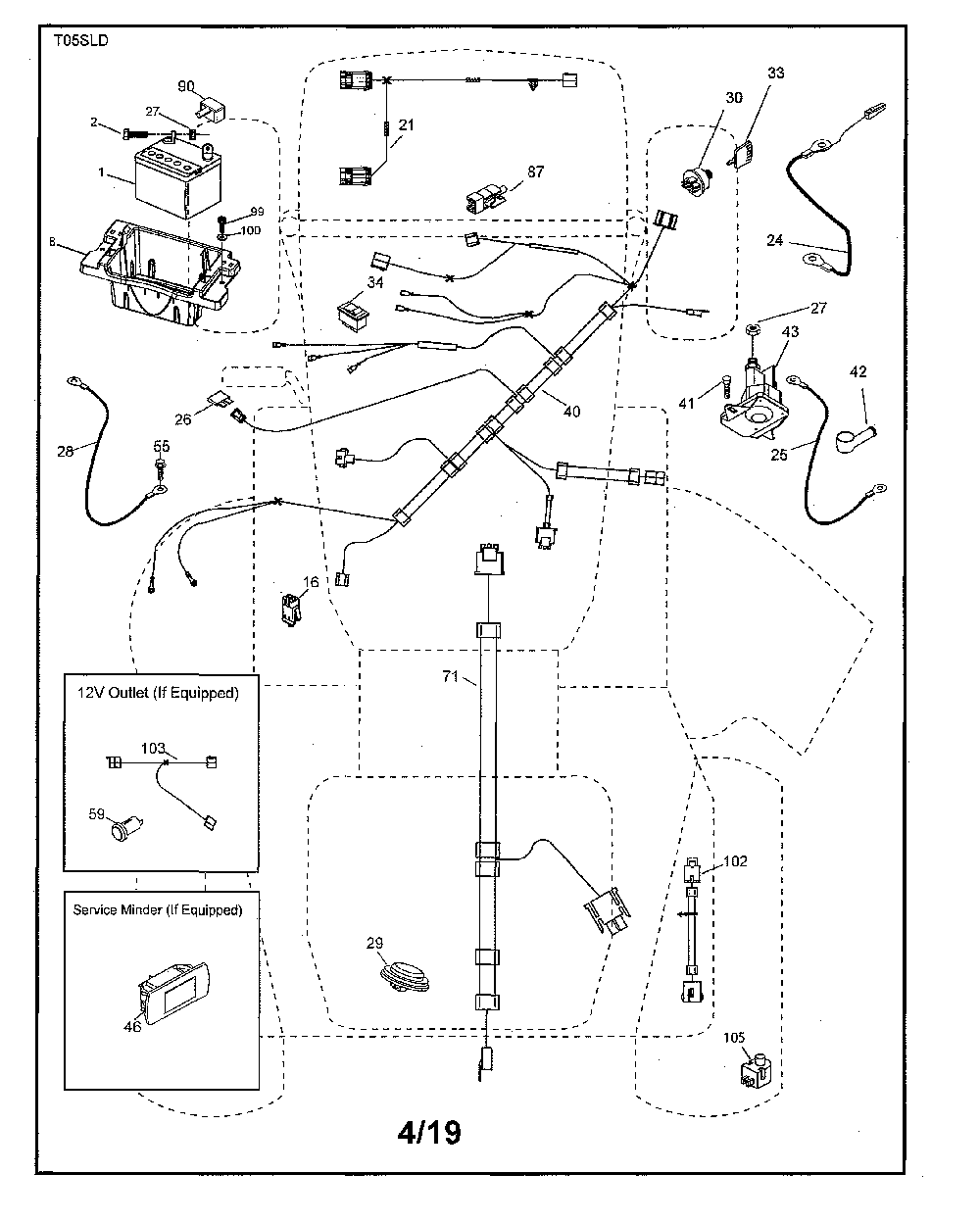 Electrical Diagram and Parts List for 96043027700  Husqvarna Lawn Tractor