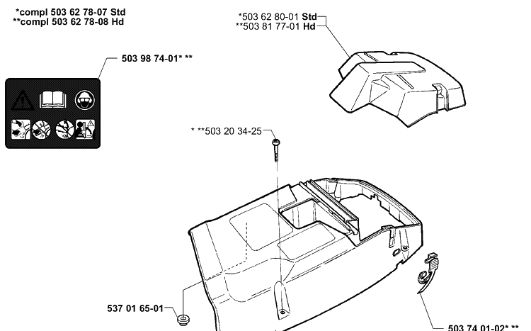 Top Covers Diagram and Parts List for 362EPA 1999-11 Husqvarna Chainsaw