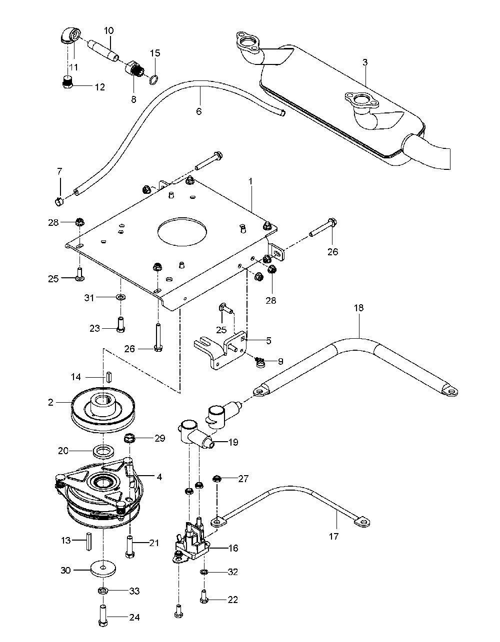 Engine Plate Diagram and Parts List for P-ZT4822CA (966663801)(2011-11) Husqvarna Lawn Tractor