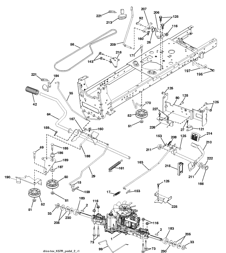 Drive Diagram and Parts List for YTH24K48 (96045003601)(2012-11) Husqvarna Lawn Tractor