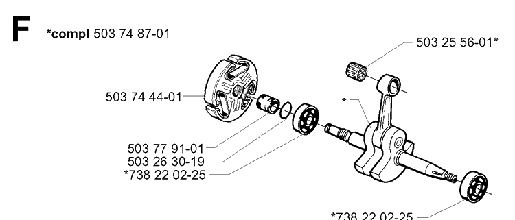 Crankshaft 2 Diagram and Parts List for 372XP/ (XPG)(20014000001-20034000000) Husqvarna Chainsaw