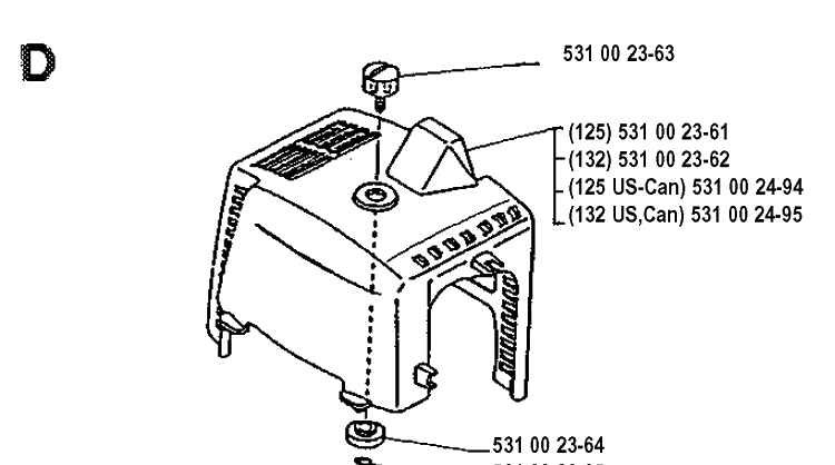 Cylinder Cover Diagram and Parts List for 132LD 19904400001-19920100000 Husqvarna Edger