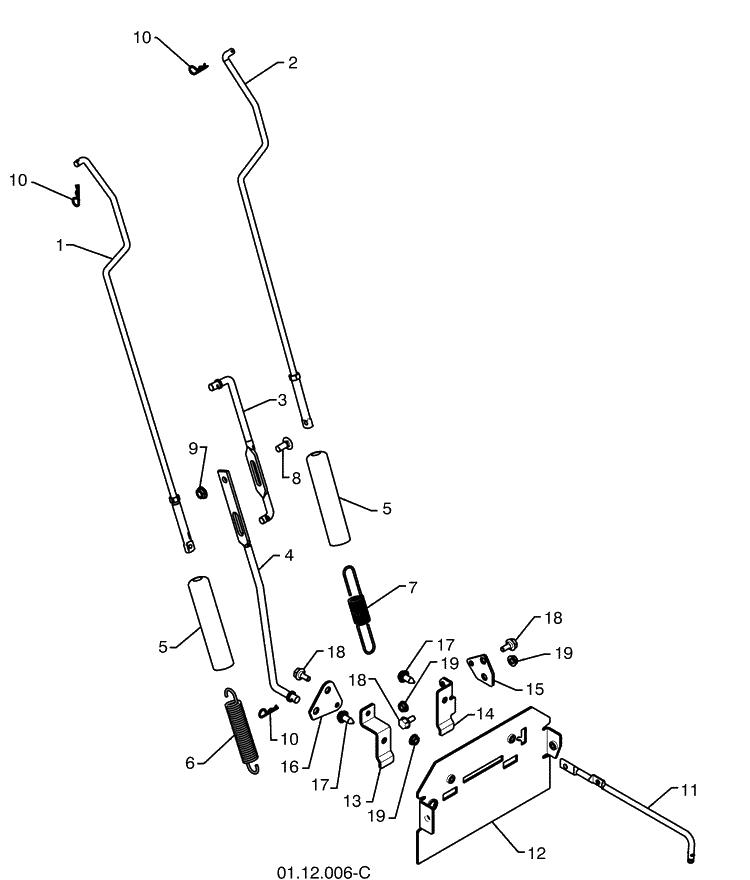 Control Rods Diagram and Parts List for 924SB (96193003500)(2008-10) Husqvarna Snow Blower