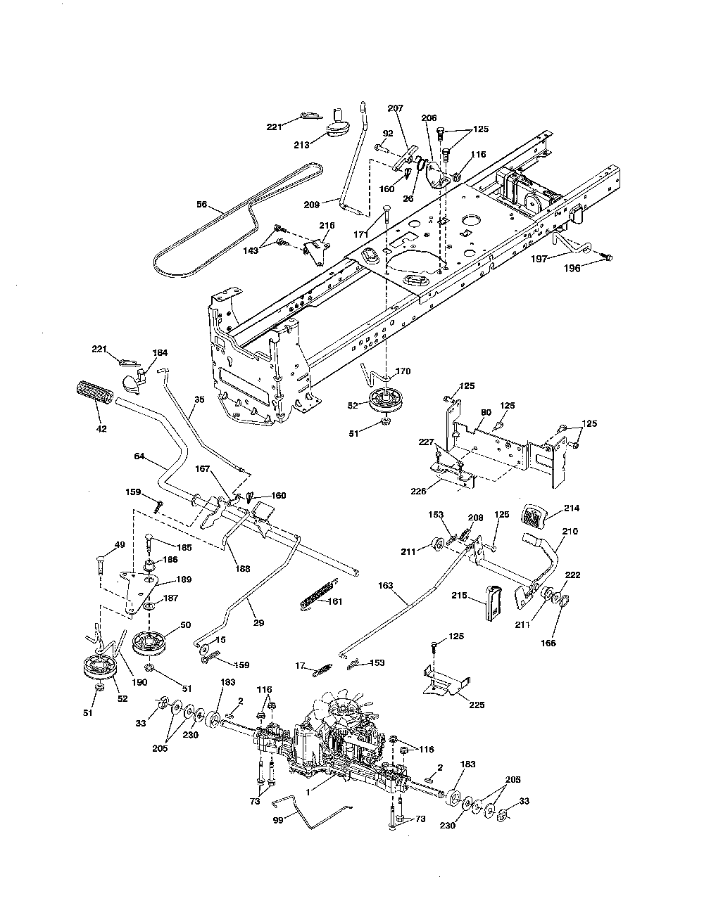 Drive Diagram and Parts List for 917240440  Husqvarna Lawn Tractor