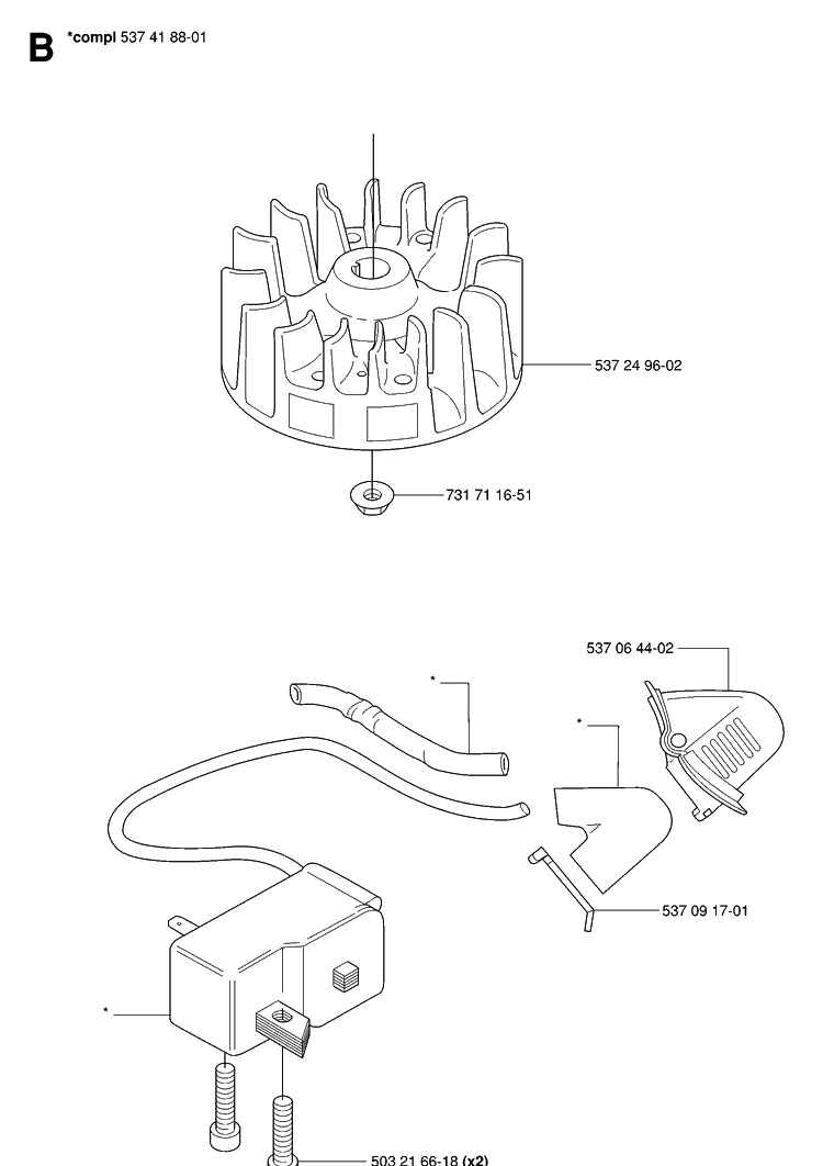 Ignition System Diagram and Parts List for 325HS99 (X-SERIES)(20063600001-20081800000) Husqvarna Hedge Trimmer