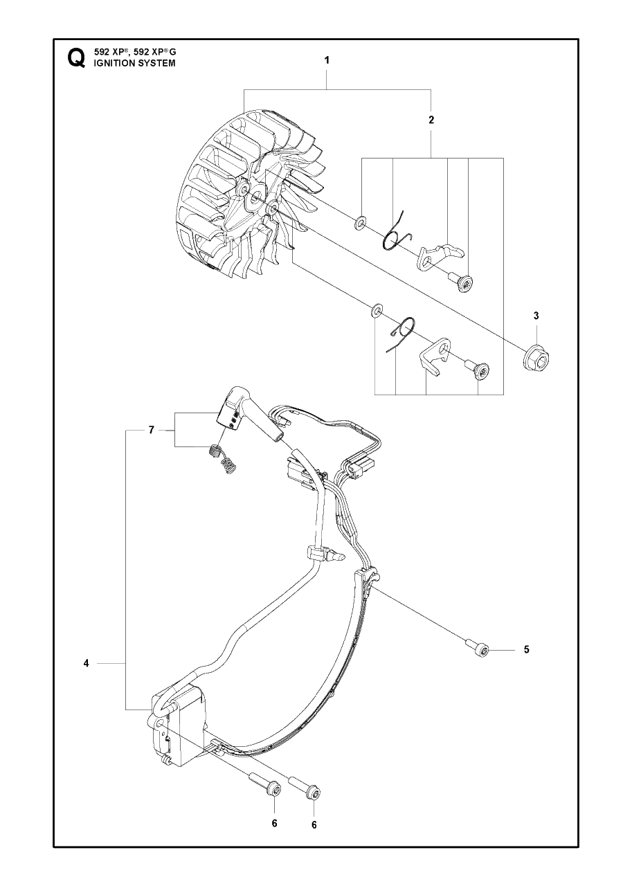 Ignition System Diagram and Parts List for 592XP-XPG  Husqvarna Chainsaw