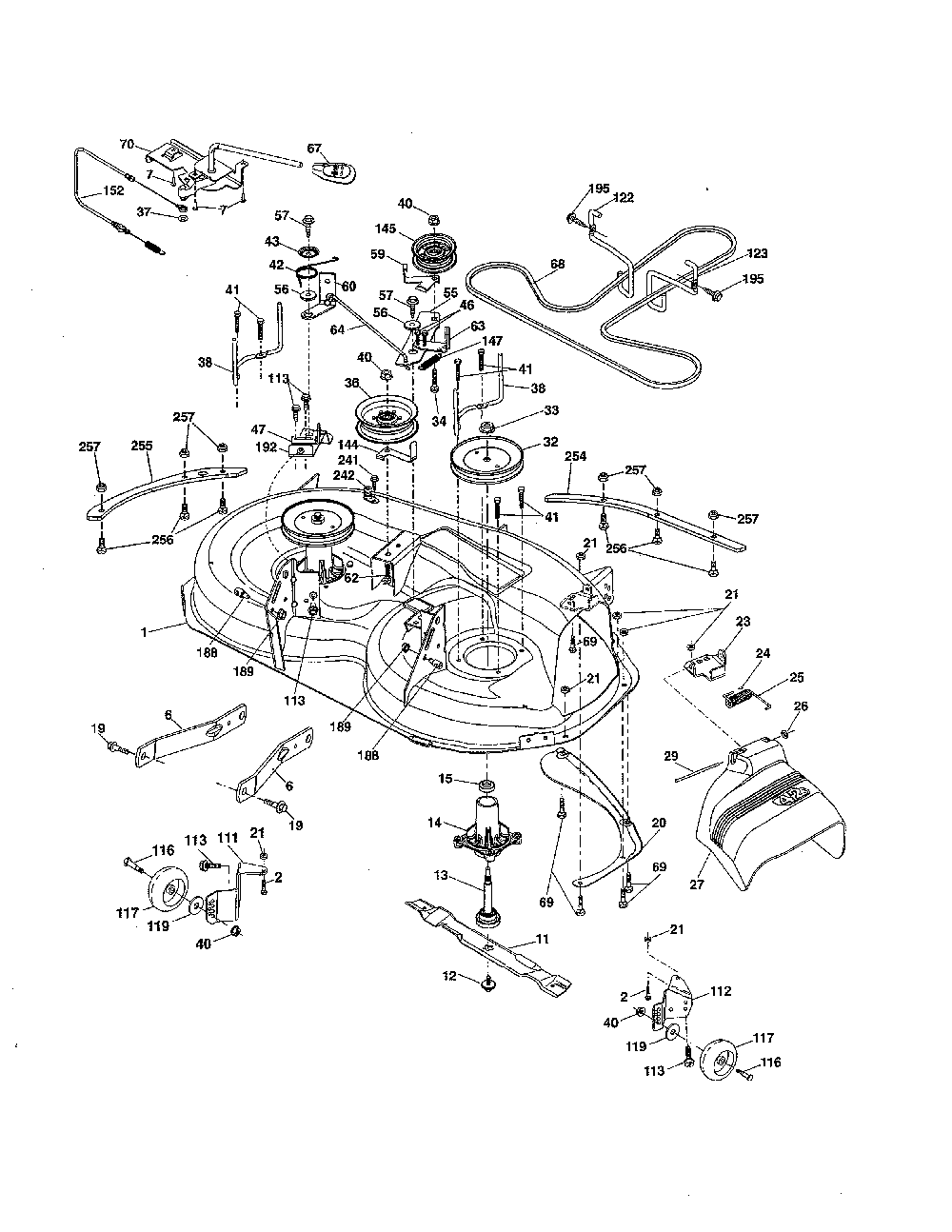 Mower deck Diagram and Parts List for 96043027500  Husqvarna Lawn Tractor
