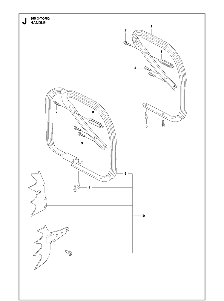Handle 7 Diagram and Parts List for 365 X-TORQ Husqvarna Chainsaw