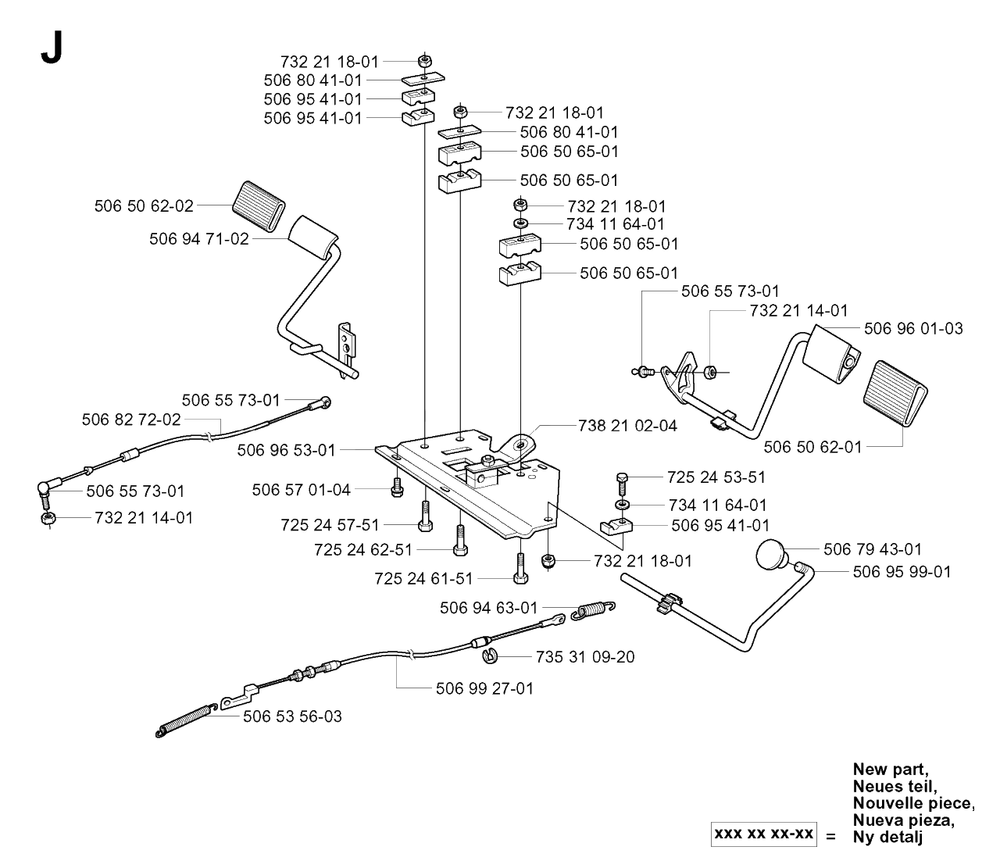 Pedals Diagram and Parts List for R13R (953533001)(2003-09) Husqvarna Lawn Tractor