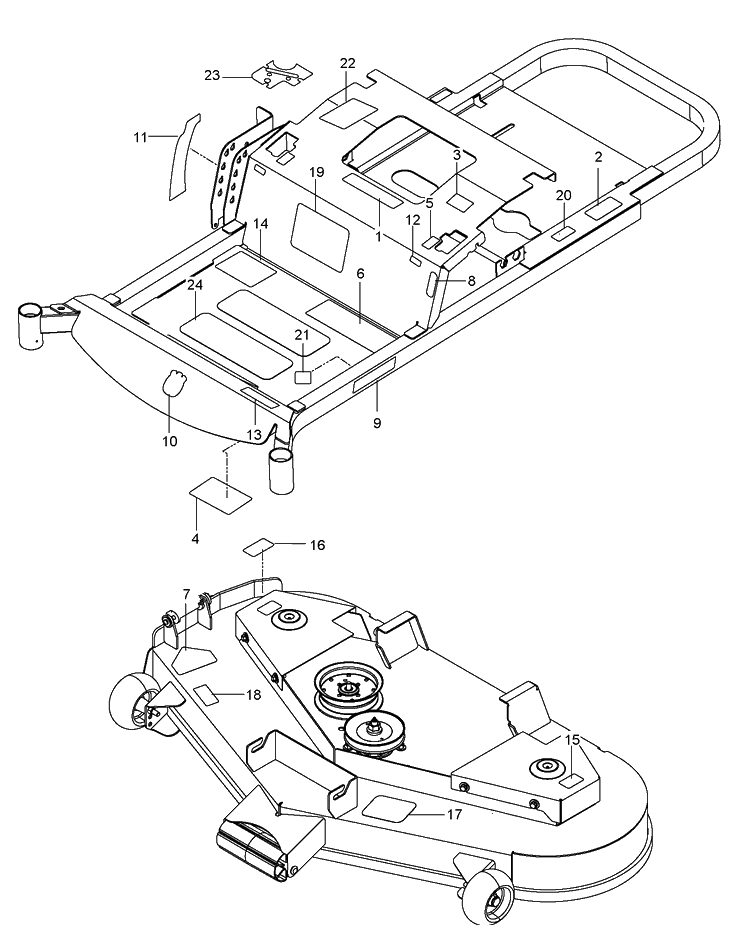 Decals Diagram and Parts List for EZ4824TFBF (96665950201)(2012-06) Husqvarna Lawn Mower