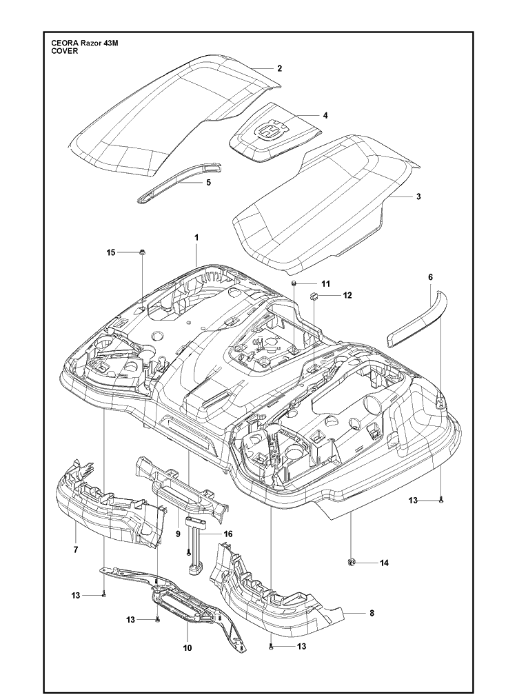 Cover Diagram and Parts List for CEORA  Husqvarna Brush Cutter