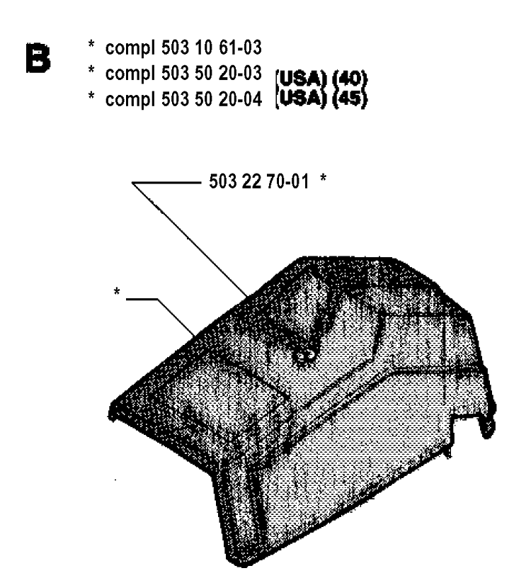 Cover Diagram and Parts List for 45 19952300001-19981800000 Husqvarna Chainsaw
