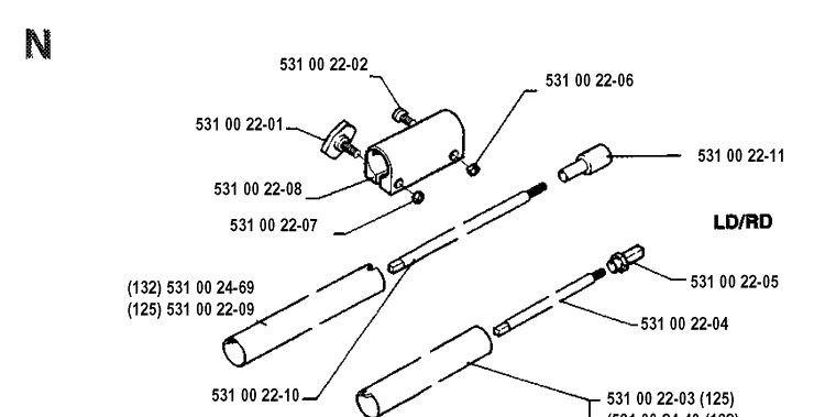 Shaft 2 Diagram and Parts List for 132LD 19904400001-19920100000 Husqvarna Edger
