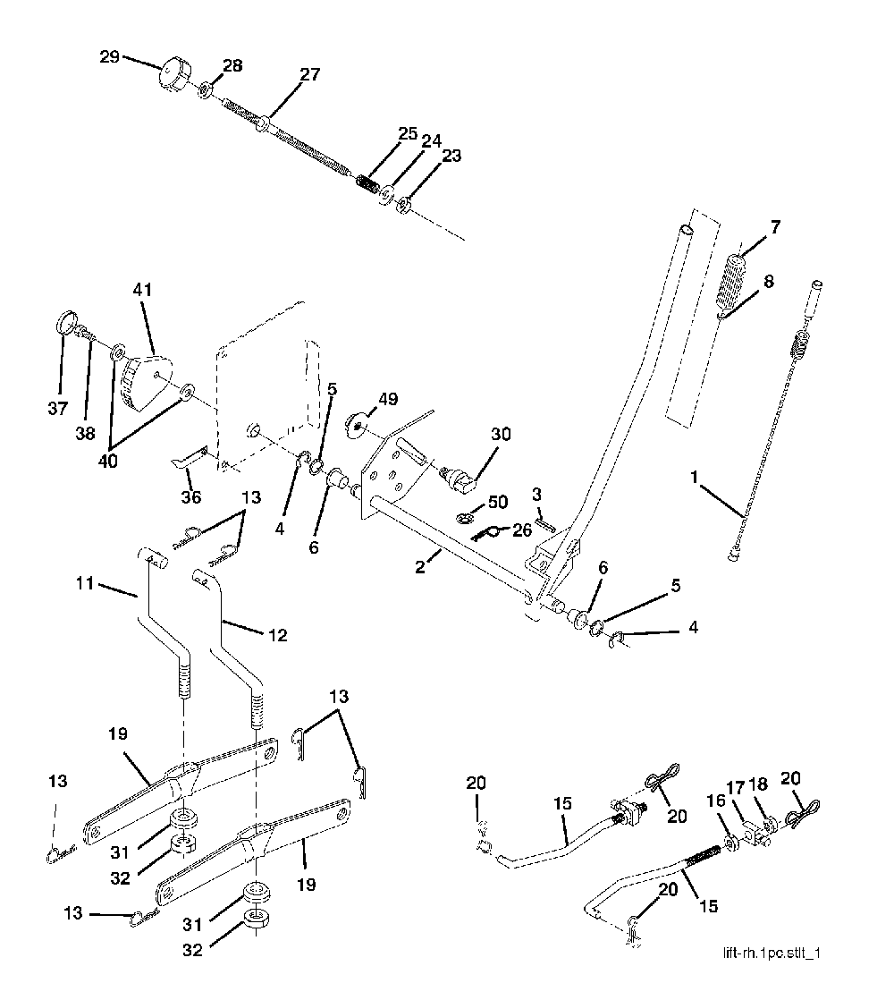 Mower Lift / Deck Lift Diagram and Parts List for CTH200TWIN (96061022601)(2008-09) Husqvarna Lawn Tractor