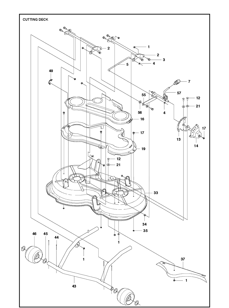 Mower Deck / Cutting Deck 2 Diagram and Parts List for R112C (967178402)(2021-01) Husqvarna Lawn Mower