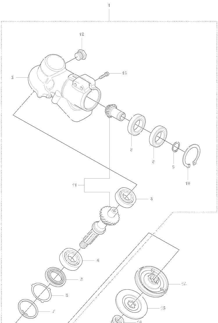 Gearbox / 355f X / 355fxt Diagram and Parts List for 355 2007-07 Husqvarna Brush Cutter