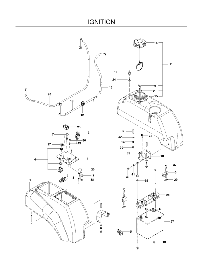 Ignition System Diagram and Parts List for MZ5424S (967003901)(2012-01) Husqvarna Lawn Mower