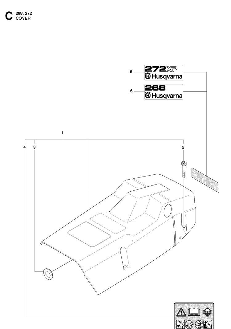 Cylinder Cover Diagram and Parts List for 272XP 20091400001-20163200000 Husqvarna Chainsaw