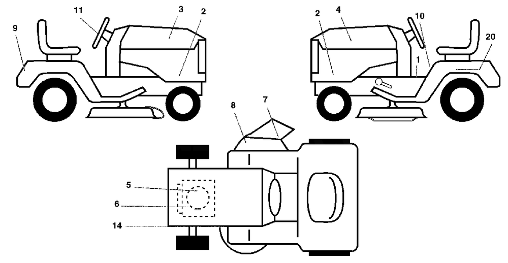 Decals Diagram and Parts List for YTH1842 (954569790-A)(2003-01) Husqvarna Lawn Tractor