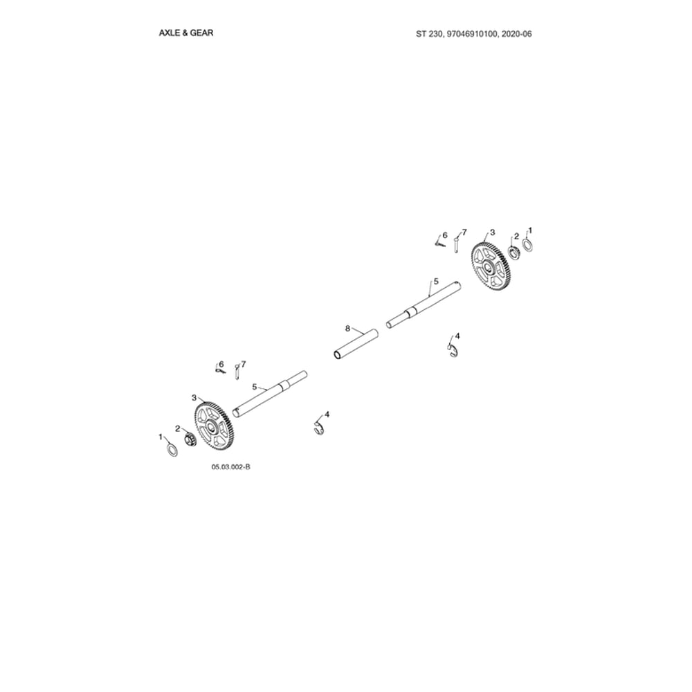Axle & Gear Diagram and Parts List for 970528802  Husqvarna Snow Blower