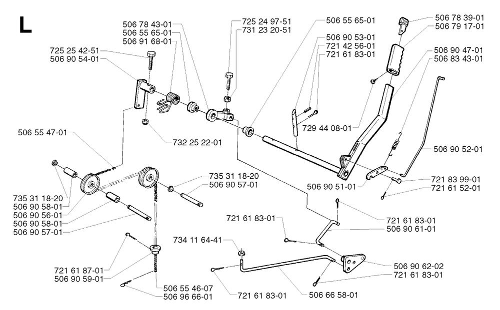 Controls Diagram and Parts List for R13BIO 2002-02 Husqvarna Lawn Tractor