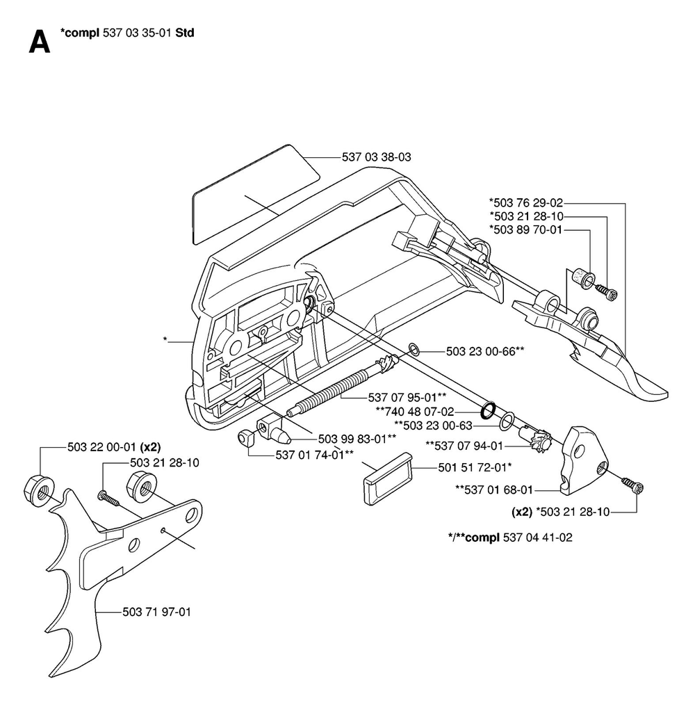 Clutch Cover Diagram and Parts List for 575XP-575XPG 575 XP W - 575 XPGW Husqvarna Chainsaw