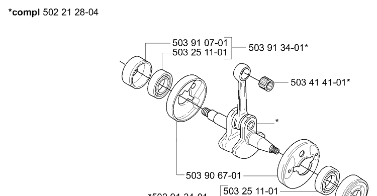 Crankshaft Diagram and Parts List for 232L 2006-04 Husqvarna Trimmer