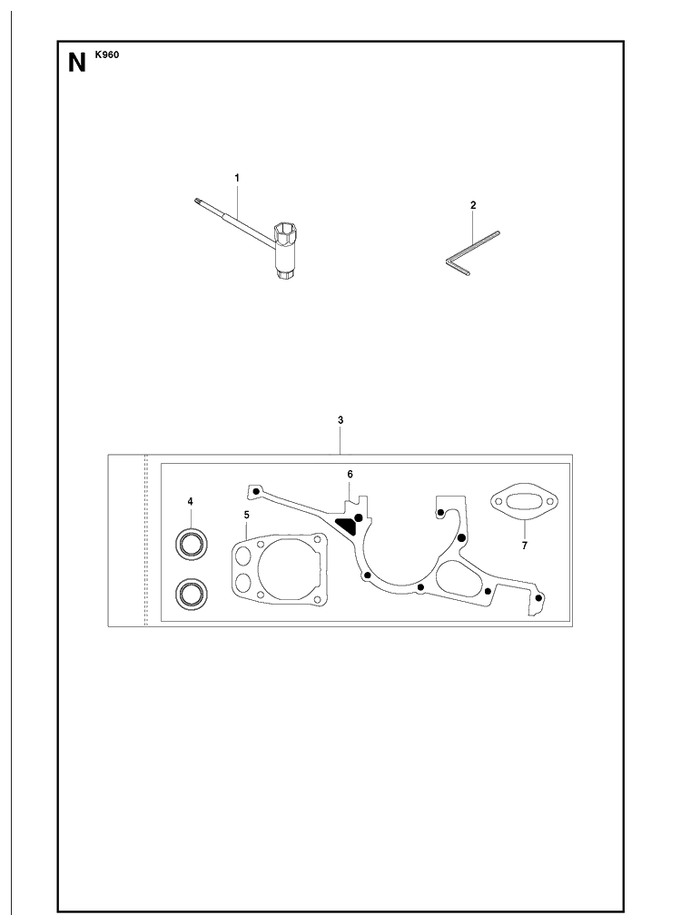 Tools Diagram and Parts List for K960 2008-12 Husqvarna Lawn Tractor Accessories