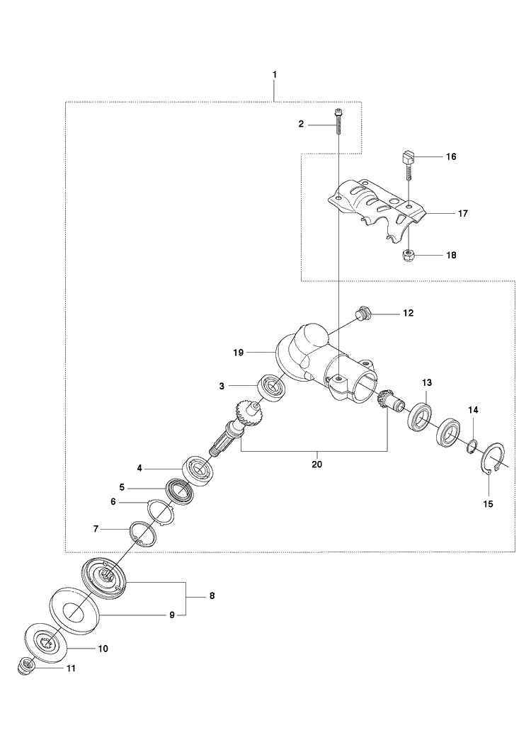 Bevel Gear 2 Diagram and Parts List for 345RX 20103600001-20144899999 Husqvarna Brush Cutter