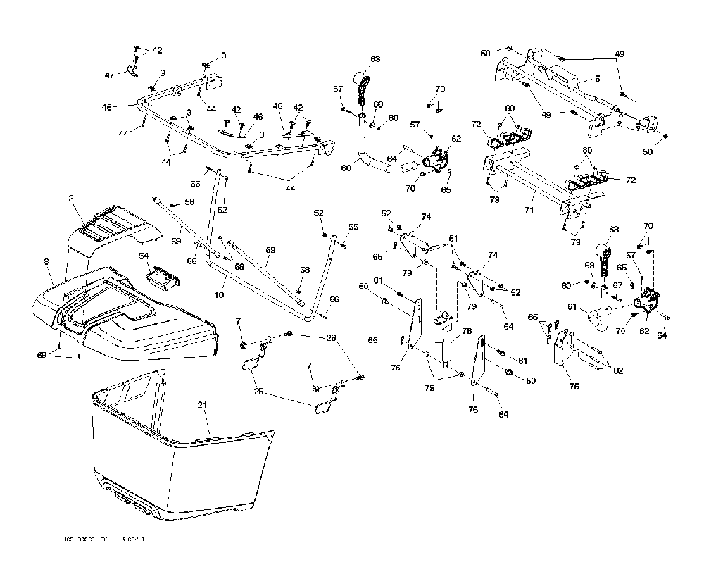Bagger Diagram and Parts List for CTH220TWIN (96061019100, 960610191)(2007-04) Husqvarna Lawn Tractor