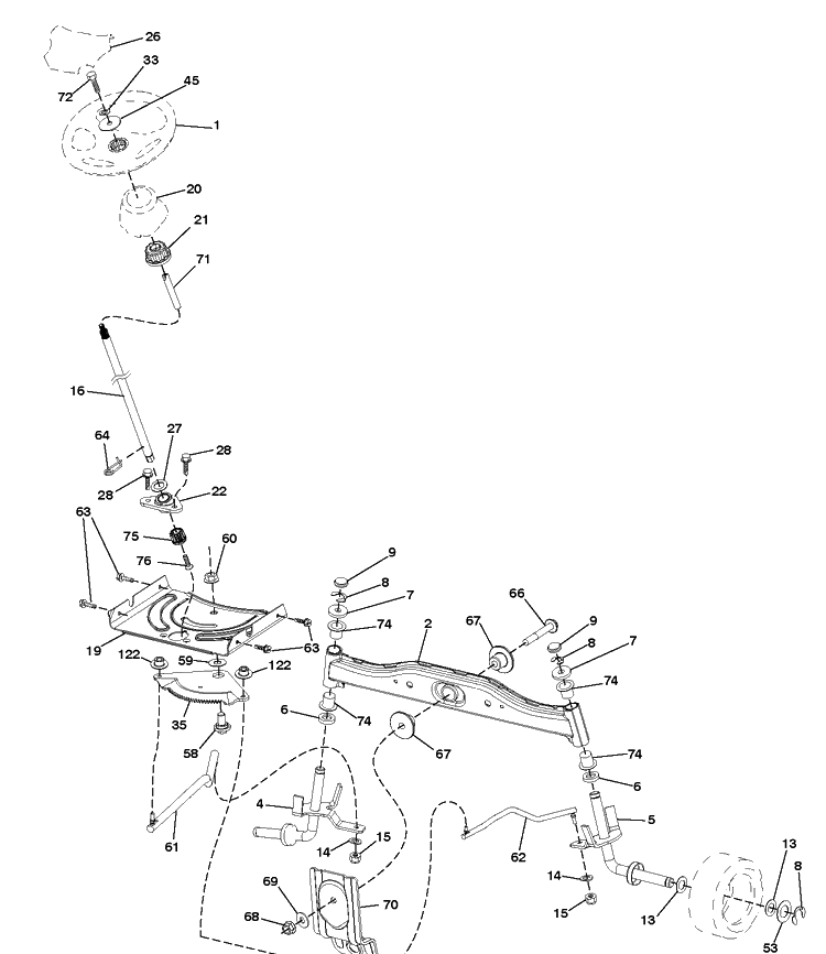Steering Diagram and Parts List for TC138M (96051017800)(2018-07) Husqvarna Lawn Tractor
