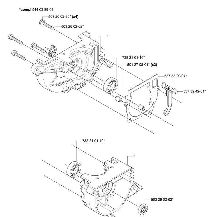 Crankcase Diagram and Parts List for 335RJX 2006-05 Husqvarna Trimmer