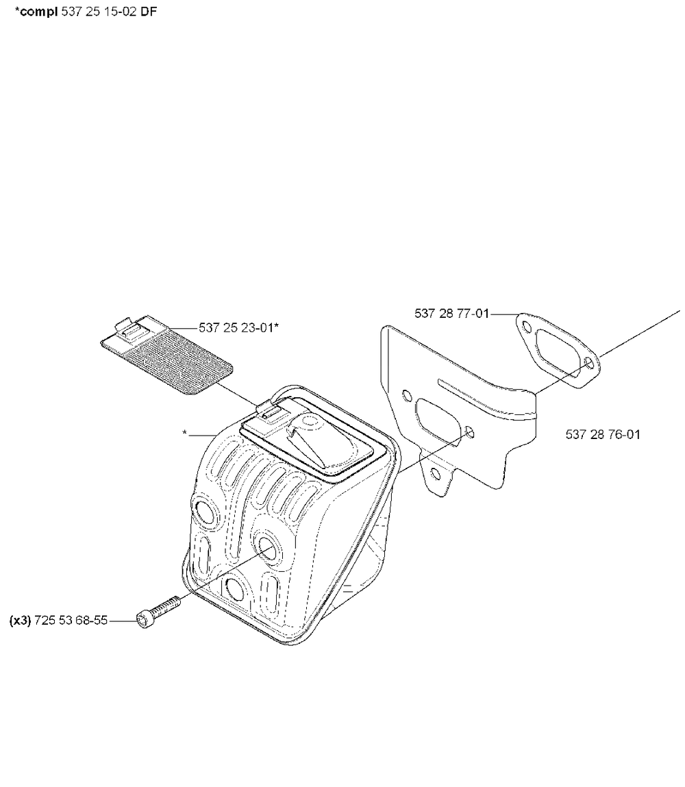 Muffler Diagram and Parts List for 455ERANCHER 2007-01 Husqvarna Chainsaw