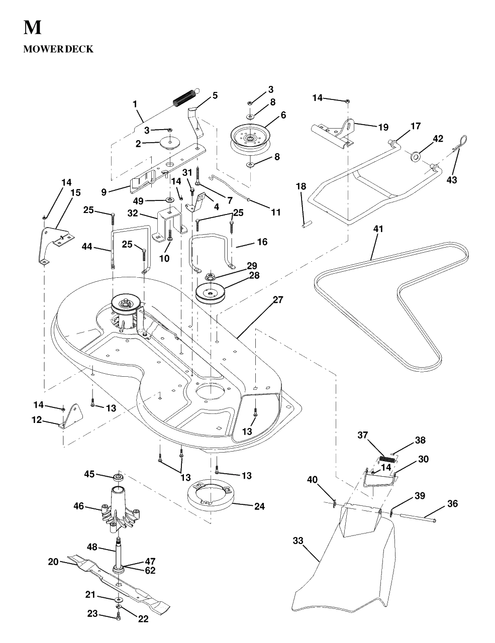 Mower Deck / Cutting Deck Diagram and Parts List for LT125 (954170002-A)(1997-03) Husqvarna Lawn Tractor