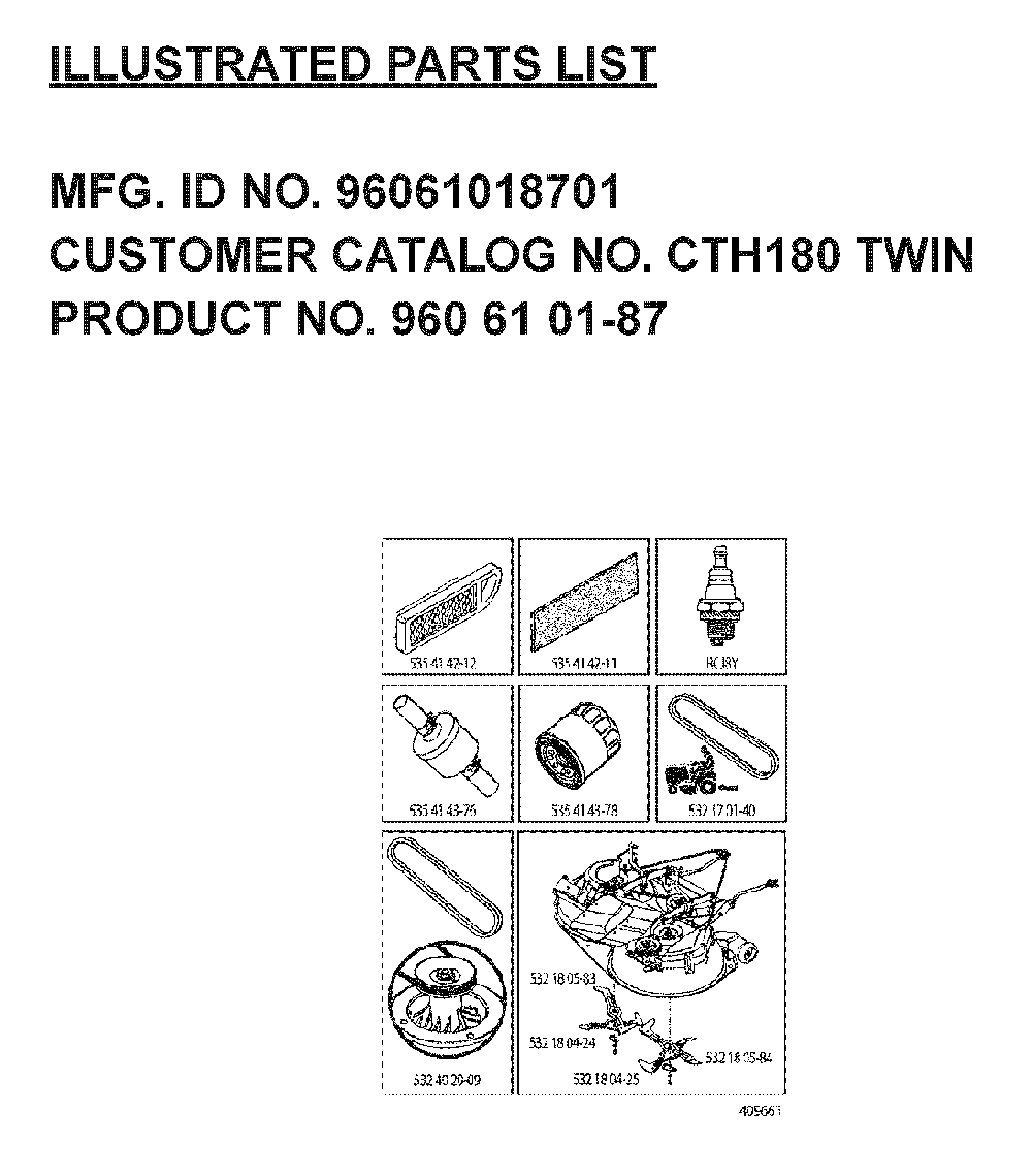 Frequently Used Parts Diagram and Parts List for CTH180TWIN (96061018701)(2007-05) Husqvarna Lawn Tractor