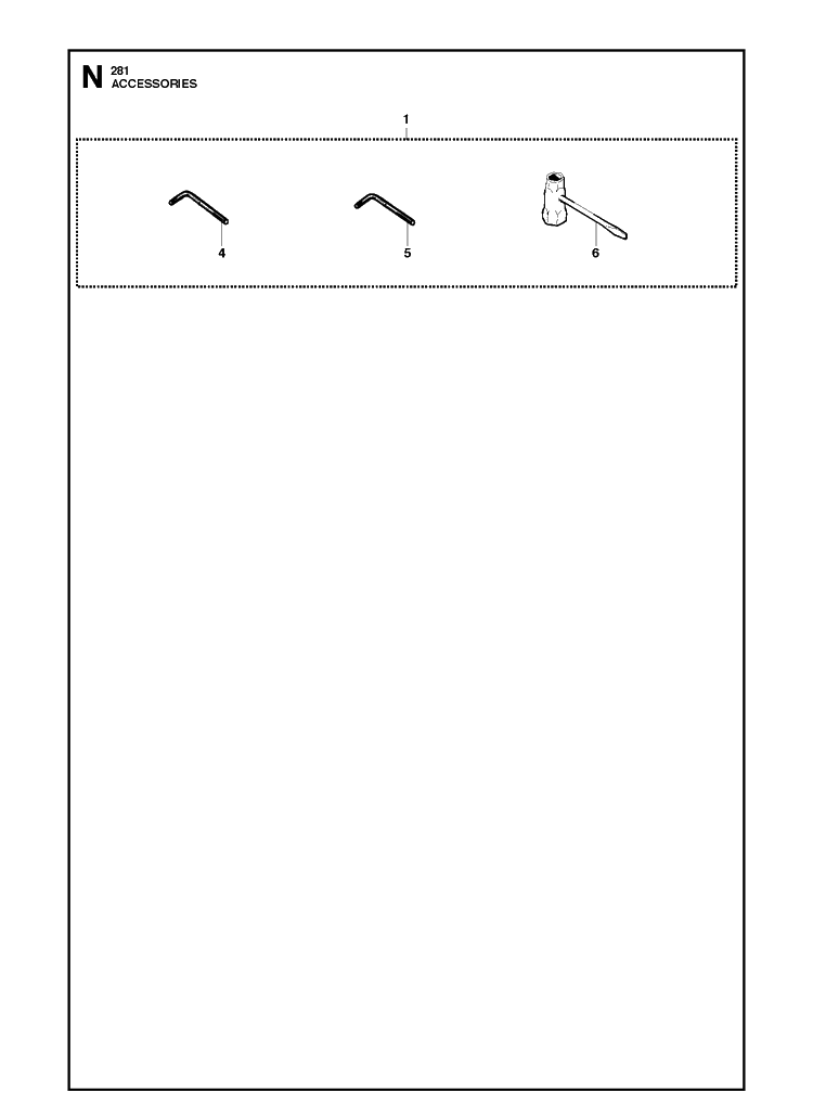 Accessories Diagram and Parts List for 281XP  Husqvarna Chainsaw