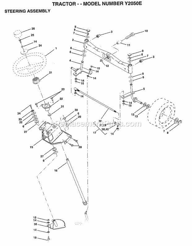 Seat Assembly Diagram and Parts List for Y2050E 1995 Husqvarna Lawn Tractor