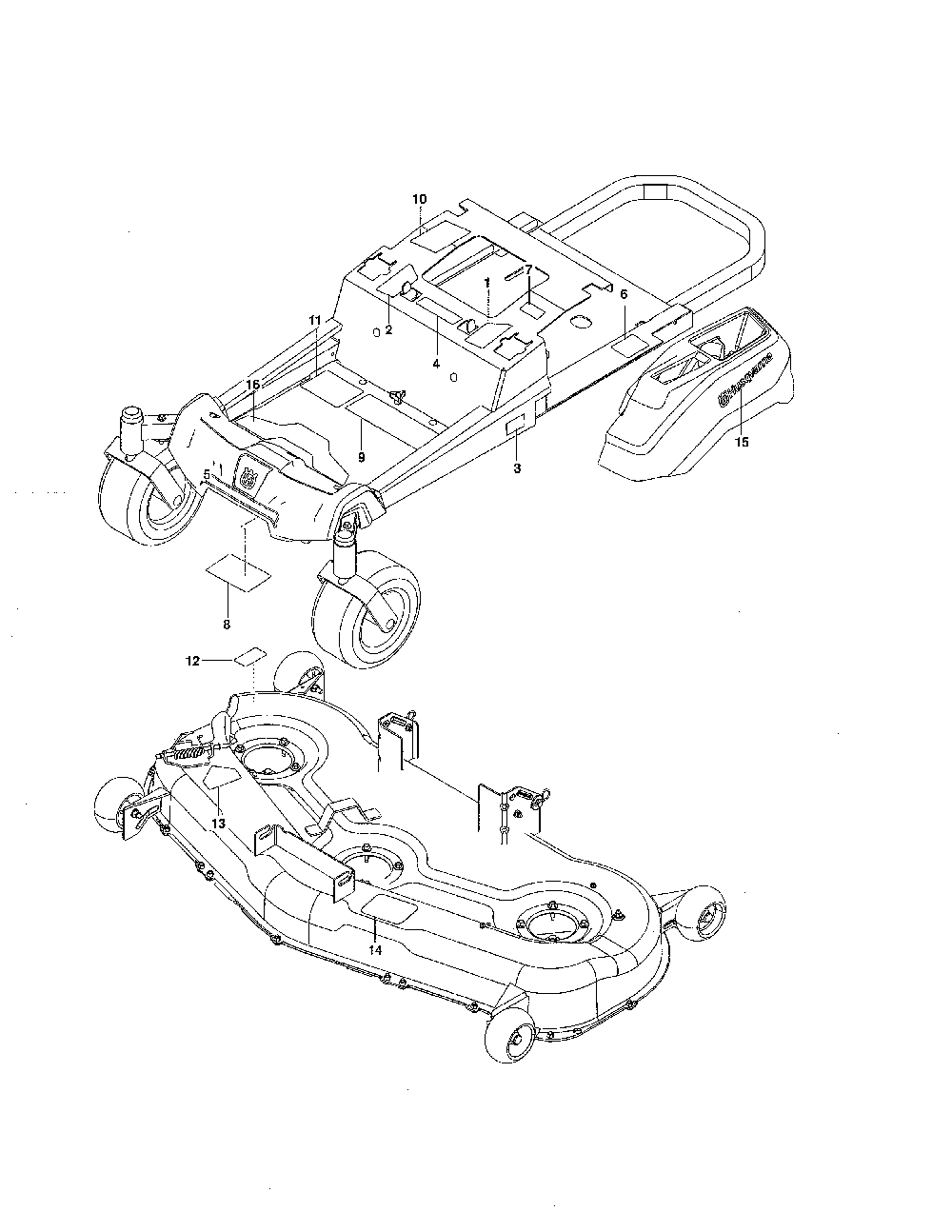 Decals Diagram and Parts List for Z254-28982  Husqvarna Lawn Tractor