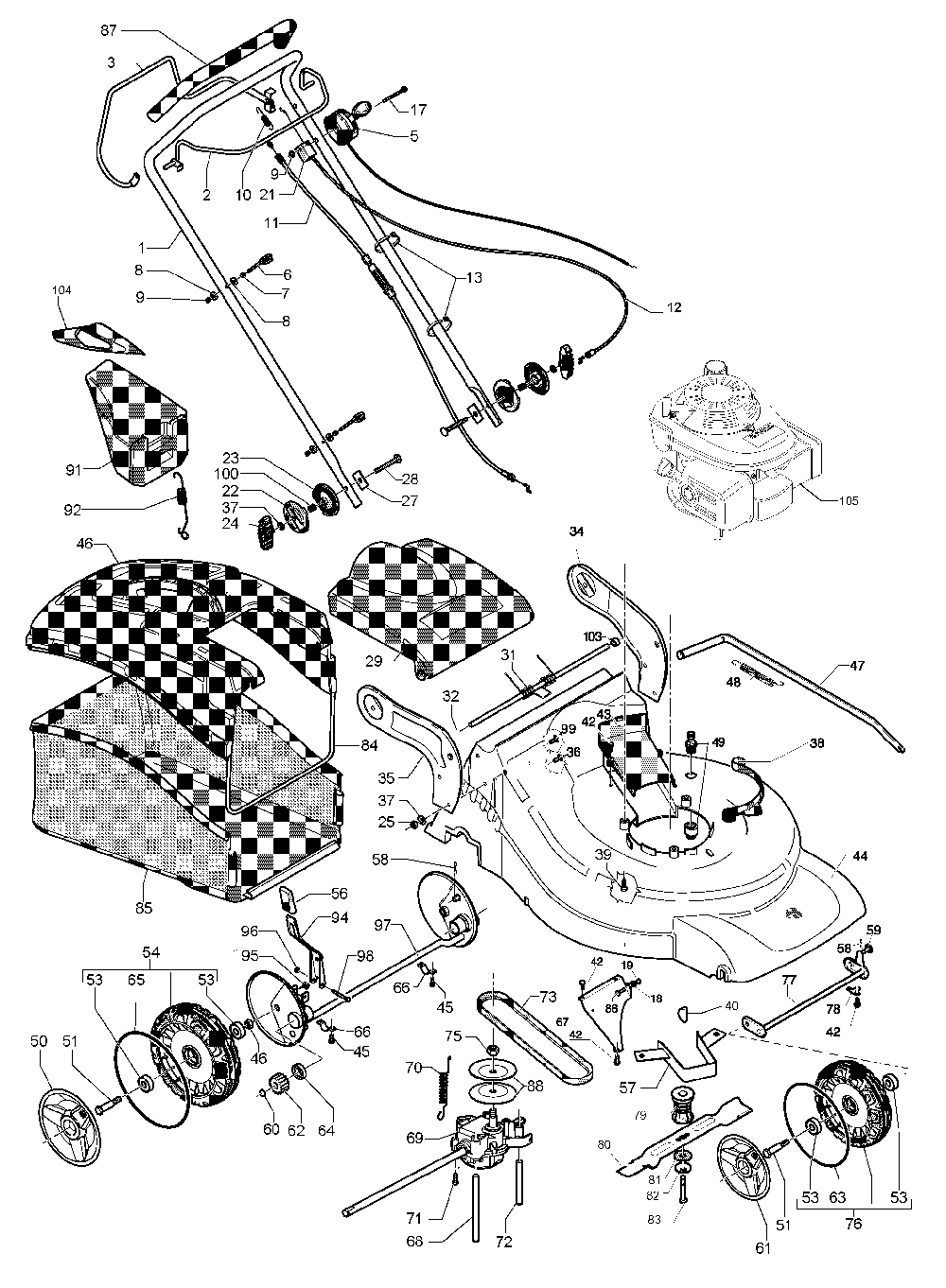 Product Complete Diagram and Parts List for R150SH (965159601)(2007-04) Husqvarna Lawn Mower