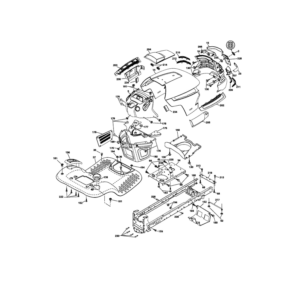 Chassis Diagram and Parts List for 917287540  Husqvarna Lawn Tractor