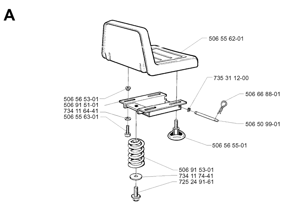 Seat Diagram and Parts List for R11BIO 2001-01 Husqvarna Lawn Tractor